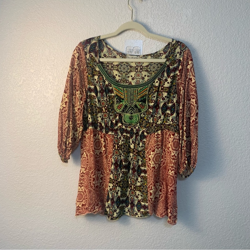 Live and let live Bohemian , boho Multicolor Top